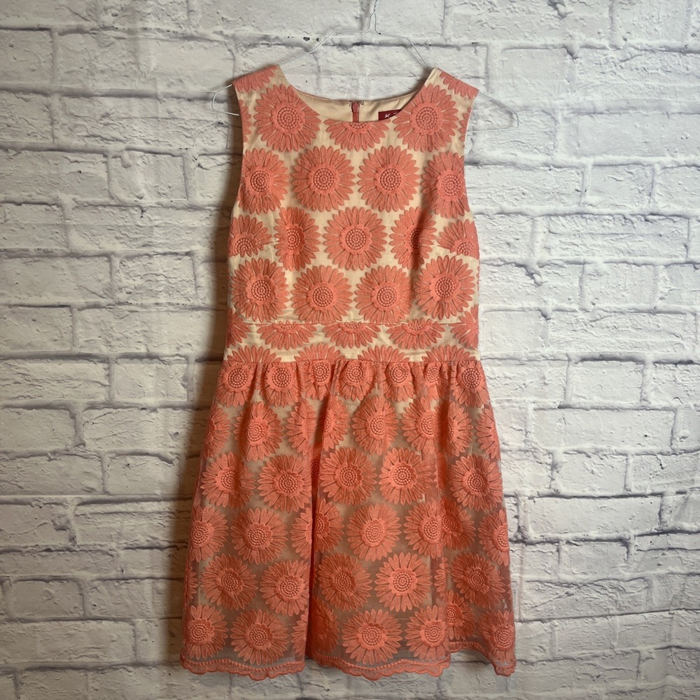 Renee Derhy Cottage Core Fairy Core  Feminine Retr Floral Overlay Party Dress L